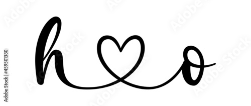 ho, oh, letters with heart Monogram, monogram wedding logo. Love icon, couples Initials, lower case, connecting HEART, home decor,