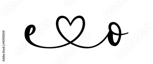 eo, oe, letters with heart Monogram, monogram wedding logo. Love icon, couples Initials, lower case, connecting HEART, home decor,