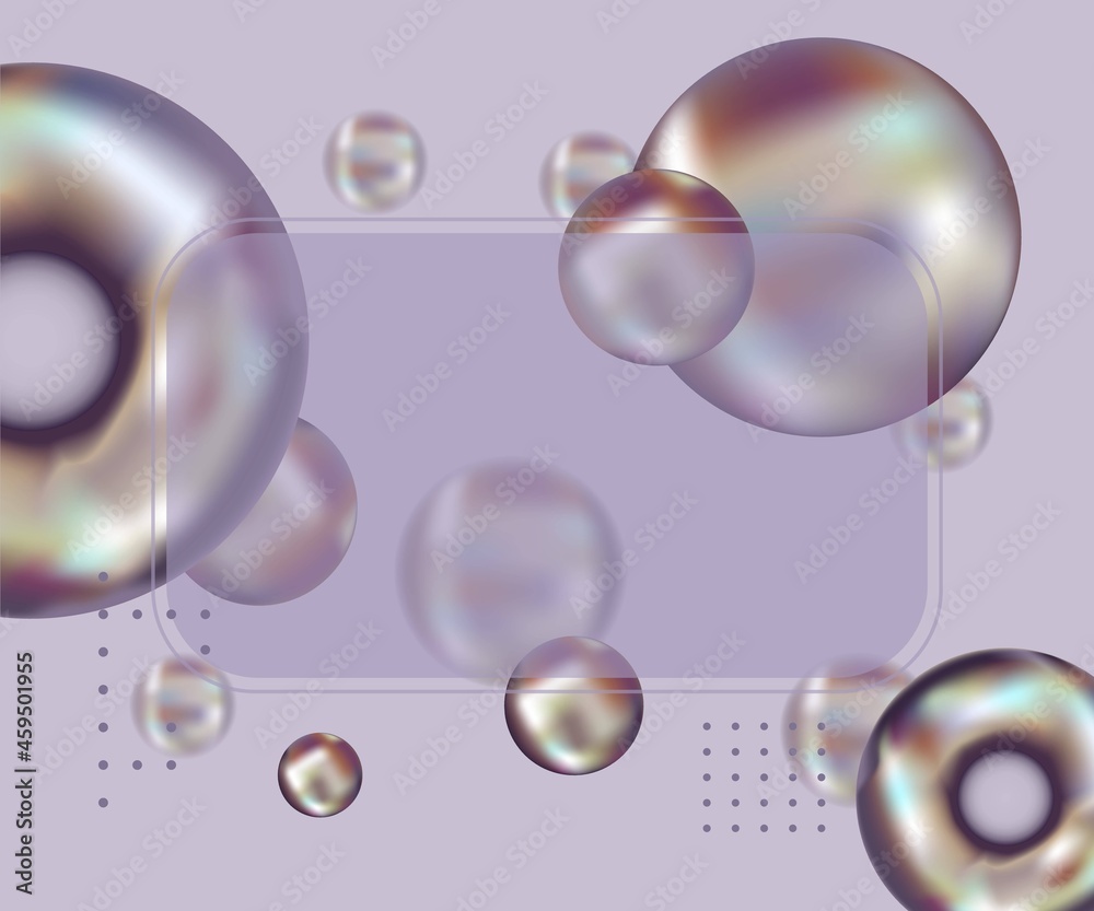 Purple pearl abstraction. Purple background. Shiny purple balls. Vector 3d image.