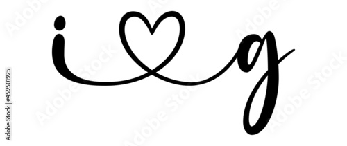 ig, gi, letters with heart Monogram, monogram wedding logo. Love icon, couples Initials, lower case, connecting HEART, home decor,