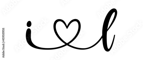il, li, letters with heart Monogram, monogram wedding logo. Love icon, couples Initials, lower case, connecting HEART, home decor,