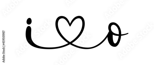 io, oi, letters with heart Monogram, monogram wedding logo. Love icon, couples Initials, lower case, connecting HEART, home decor,