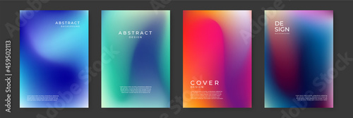 Blurred backgrounds set with modern abstract blurred color gradient patterns on white. Smooth templates collection for brochures, posters, banners, flyers and cards. Vector illustration.