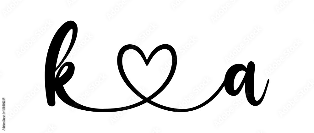 ka, ak, letters with heart Monogram, monogram wedding logo. Love icon, couples Initials, lower case, connecting HEART, home decor, ka, ak, letters with heart Monogram, monogram wedding logo. Love icon, couples Initials, lower case, connecting HEART, home decor,