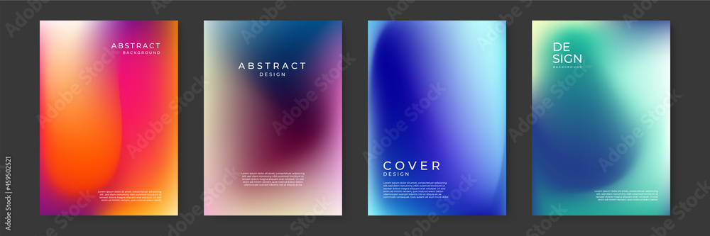 Bright color background with mesh gradient texture for minimal dynamic cover design. Blue, pink, red, yellow. Vector illustration for your graphic design, banner, summer or aqua poster - obrazy, fototapety, plakaty 