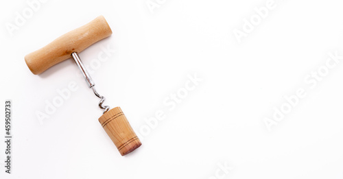 Wine corkscrew on white background