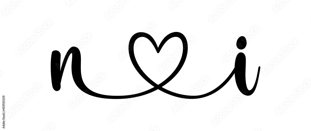 ni, in, letters with heart Monogram, monogram wedding logo. Love icon, couples Initials, lower case, connecting HEART, home decor, ni, in, letters with heart Monogram, monogram wedding logo. Love icon, couples Initials, lower case, connecting HEART, home decor,