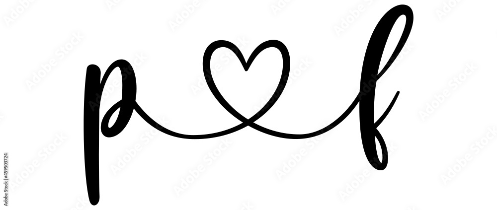 pf, fp, letters with heart Monogram, monogram wedding logo. Love icon, couples Initials, lower case, connecting HEART, home decor,