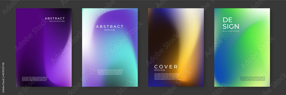Bright color background with mesh gradient texture for minimal dynamic cover design. Blue, pink, red, yellow. Vector illustration for your graphic design, banner, summer or aqua poster