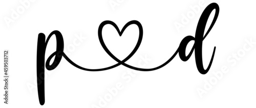 pd, dp, letters with heart Monogram, monogram wedding logo. Love icon, couples Initials, lower case, connecting HEART, home decor,