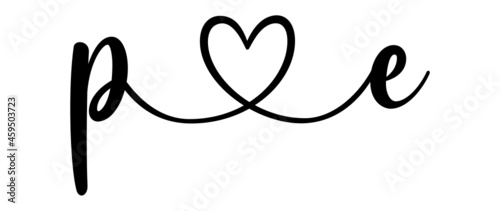 pe, ep, letters with heart Monogram, monogram wedding logo. Love icon, couples Initials, lower case, connecting HEART, home decor,