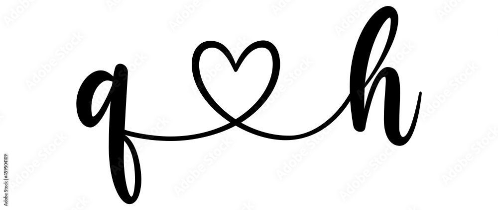 qh, hq, letters with heart Monogram, monogram wedding logo. Love icon, couples Initials, lower case, connecting HEART, home decor, qh, hq, letters with heart Monogram, monogram wedding logo. Love icon, couples Initials, lower case, connecting HEART, home decor,