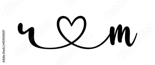 rm, mr, letters with heart Monogram, monogram wedding logo. Love icon, couples Initials, lower case, connecting HEART, home decor,