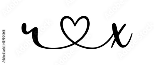 rx, xr, letters with heart Monogram, monogram wedding logo. Love icon, couples Initials, lower case, connecting HEART, home decor,