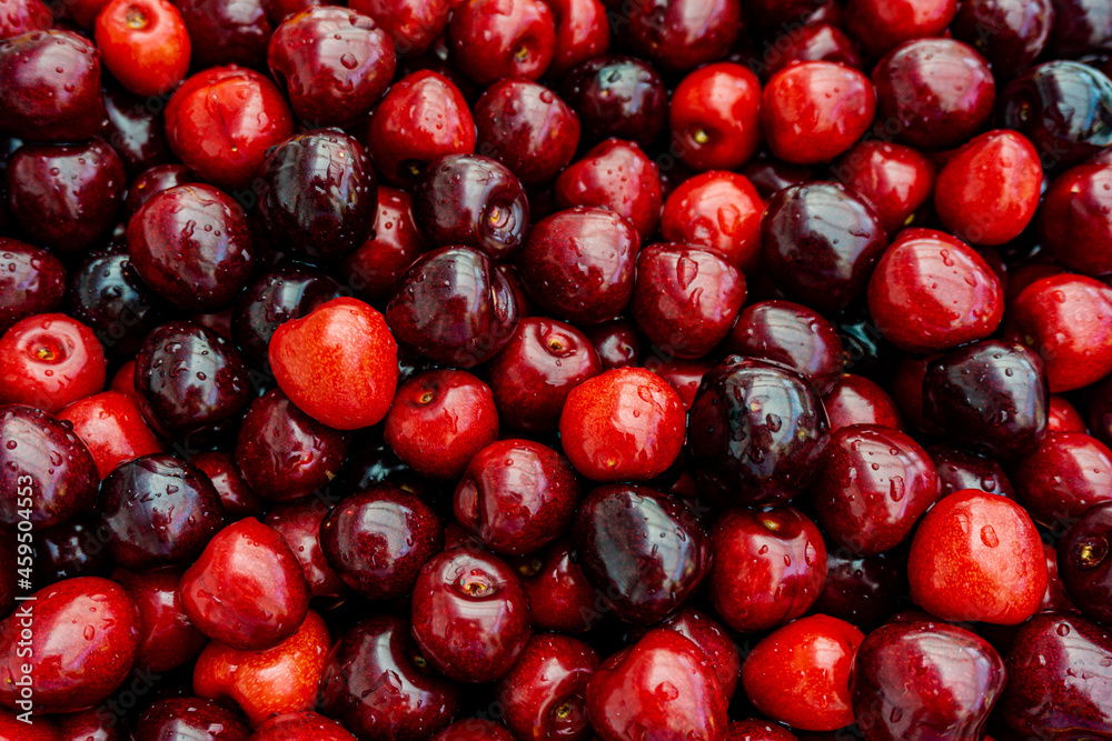 Background of fresh beautiful red cherries Background of fresh beautiful red cherries