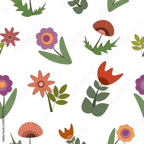 Vector stylish Flower pattern on transparent background. Colorful pattern with separate flowers.