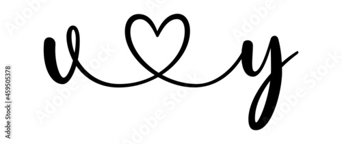 vy, yv, letters with heart Monogram, monogram wedding logo. Love icon, couples Initials, lower case, connecting HEART, home decor,