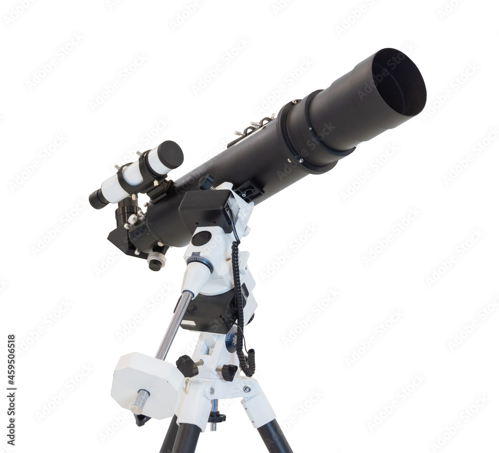 Telescope on azimuth mount isolated on white background. Telescope on azimuth mount isolated on white background.