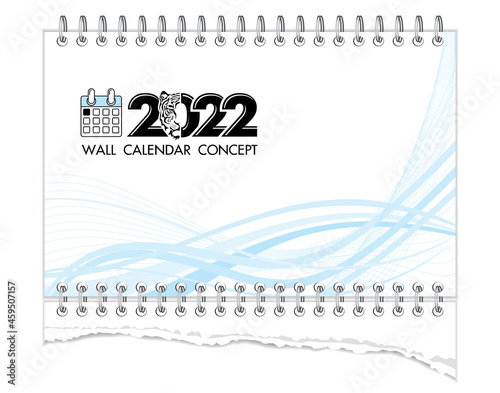 Spiral binding for sheets of paper for notebooks and calendars. 2022 hall calendar template. Vector on transparent background