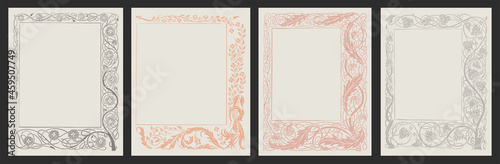 Ornamental vector borders illustrated by Aubrey Beardsley, from the book Le Morte D'Arthur: 1893