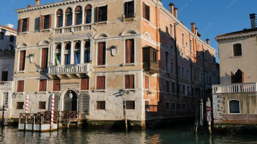 Venice Italy JANUARY, 6, 2017 Facades of noble palaces on the Grand Canal in Venice seen from a moving boat. High quality 4k footage Venice Italy JANUARY, 6, 2017 Facades of noble palaces on the Grand Canal in Venice seen from a moving boat. High quality 4k footage