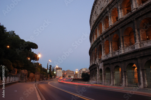 Photography street next to colosseum rome evening
