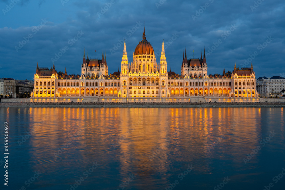 amazing parliament building during dusk in Budapest in Hungary