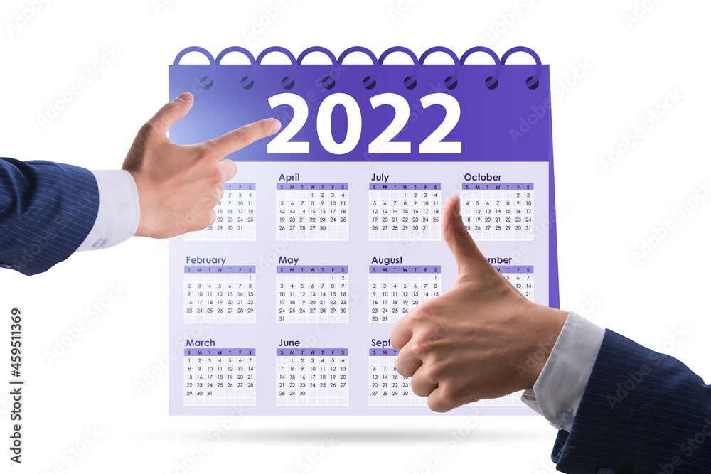 Businessman in the calendar concept of year 2022 Businessman in the calendar concept of year 2022