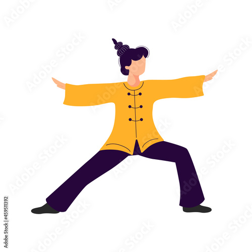 Woman doing tai chi and qigong exercises