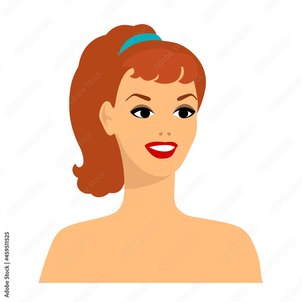 Stylized illustration of retro girl. Image for design or decoration. Stylized illustration of retro girl. Image for design or decoration.