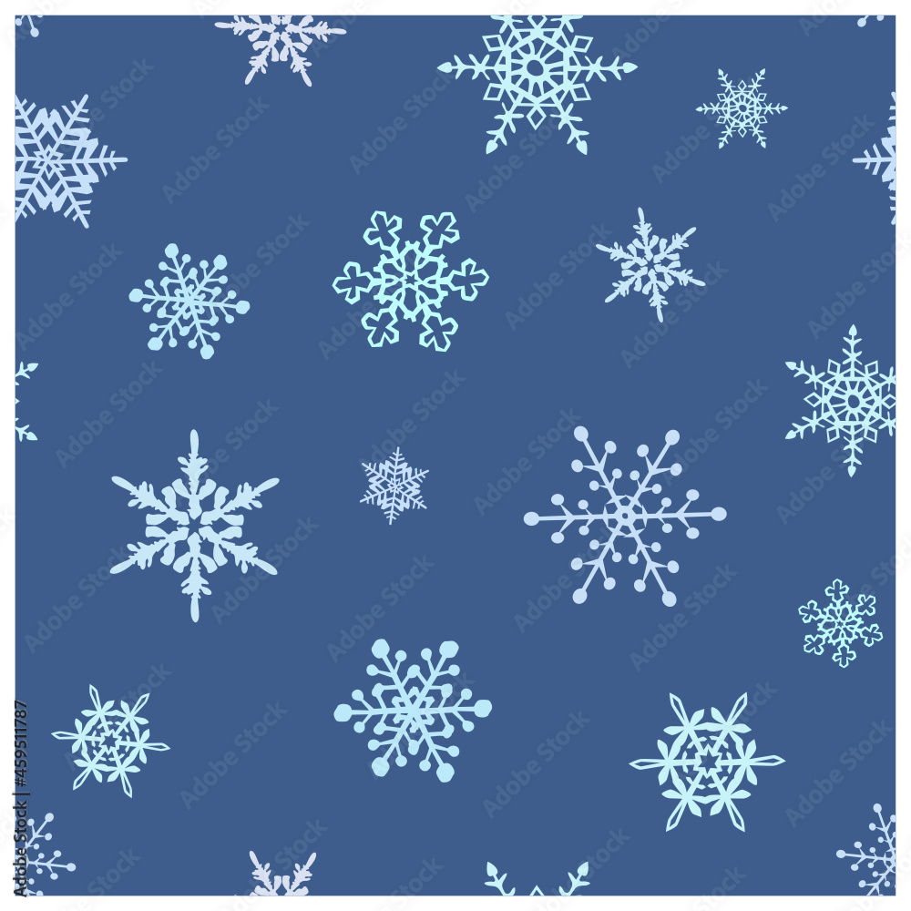 Snowflakes seamless pattern of many snowflakes on the blue background vector Snowflakes seamless pattern of many snowflakes on the blue background vector
