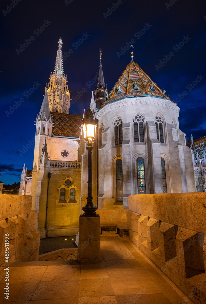 St. Matthias Church during evening in Budapest, Hungary