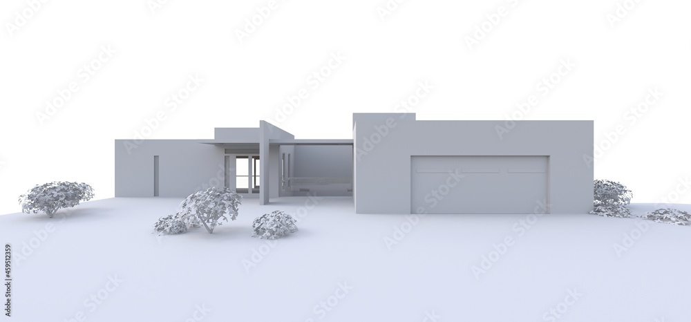 3d modern house, on white background. 3d illustration. Stock ...
