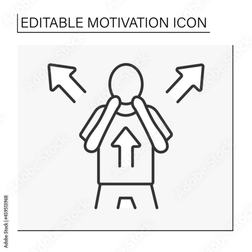 Fear motivation line icon. Fear drives people into action. Negative motivator uses punishment for goals achieving.Motivation concept. Isolated vector illustration. Editable stroke