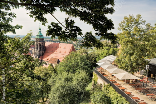 pirna, deutschland - blick von schloss sonnenstein auf die kirche st. marien photo