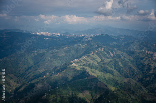 aerial view of the city of Manizales Caldas Coffee crops and products of the region © Wil.Amaya