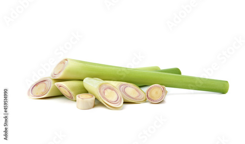 Fresh lemongrass on white background