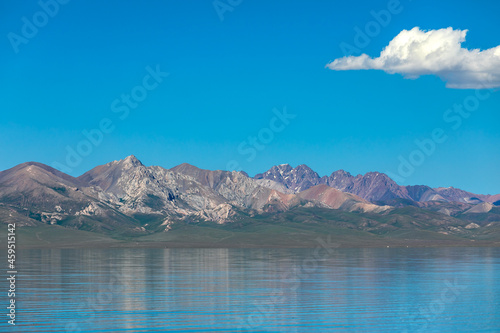 high altitude mountain lake mirror reflection. High quality photo