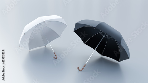 Umbrella 3D illustration, Black and white umbrella, 3D illustration,.