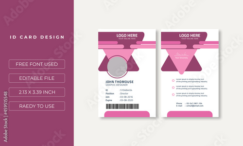 Employee id card layout with creative shape