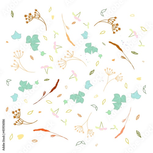 abstract floral background  autumn illustration leaves green color 