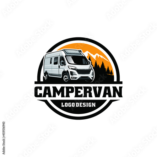 camper van - delivery van - van car isolated logo vector