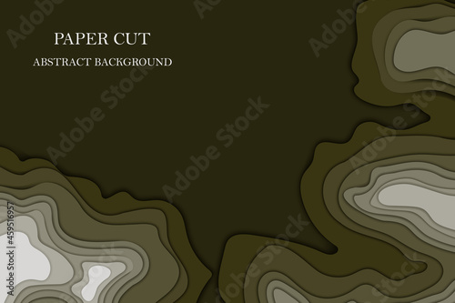 Paper cut river and fish.Top view of the water stream and shore .Nature and environment conservation creative idea concept.Vector illustration.