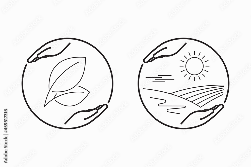 Ecological circle icon. Nature and environment protection. Vector illustration isolated on white background. Line design, editable strokes Ecological circle icon. Nature and environment protection. Vector illustration isolated on white background. Line design, editable strokes