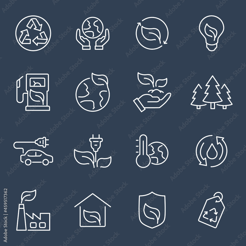 Ecology icons set. Ecology pack symbol vector elements for infographic web Ecology icons set. Ecology pack symbol vector elements for infographic web