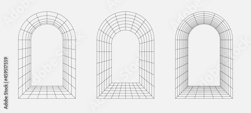Line design element, arc frame, gate. Editable strokes. Vector illustration isolated on white background, EPS 10 photo