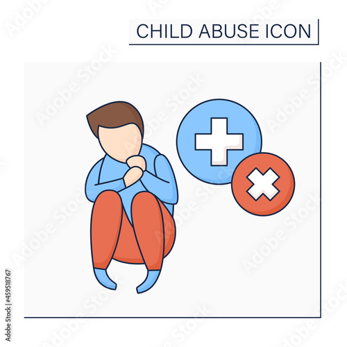 Medical neglect color icon.Failure to provide adequate medical care for child. Child abuse concept. Isolated vector illustration