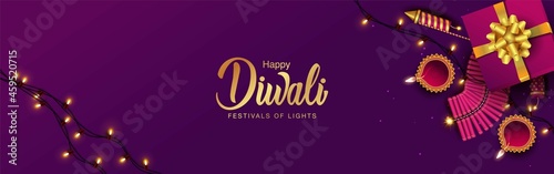 happy diwali web banner design. vector illustration design.