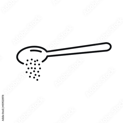 spoon sugar powder icon, add teaspoon ingredients, cooking food baking, thin line web symbol on white background