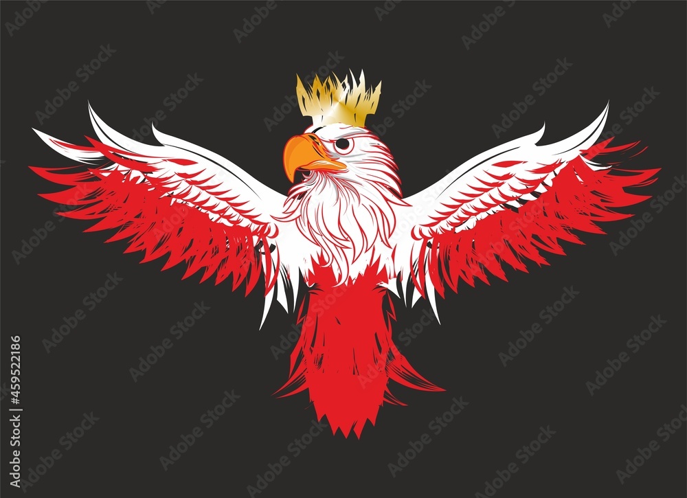 Fototapeta premium red and white composition with an eagle in the middle 